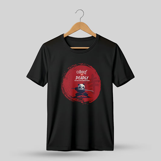 TrendyRoys "Cuddly But Deadly" Samurai Panda Tee - Black