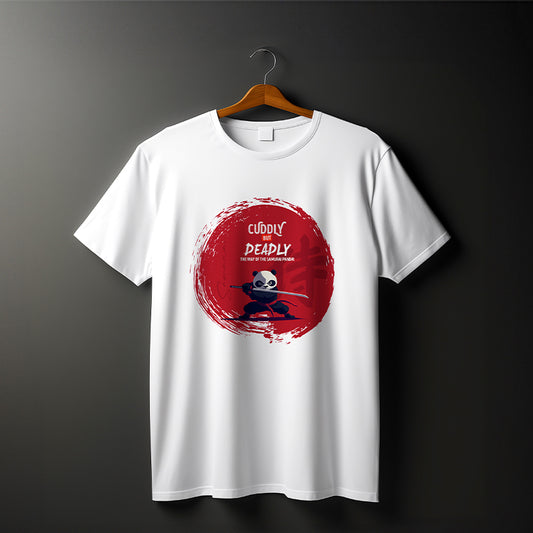 TrendyRoys "Cuddly But Deadly" Samurai Panda Tee - White