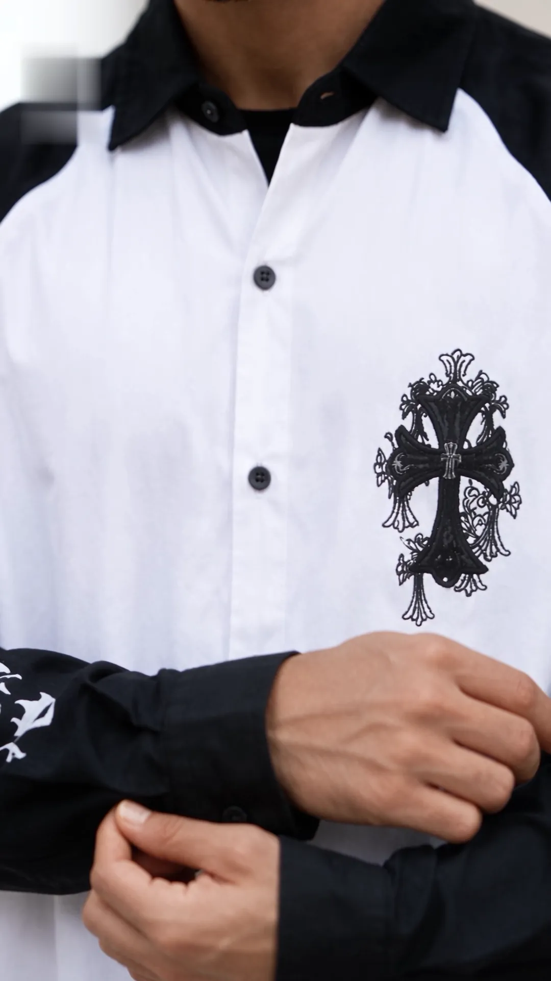 Gothic Cross Raglan Shirt detail