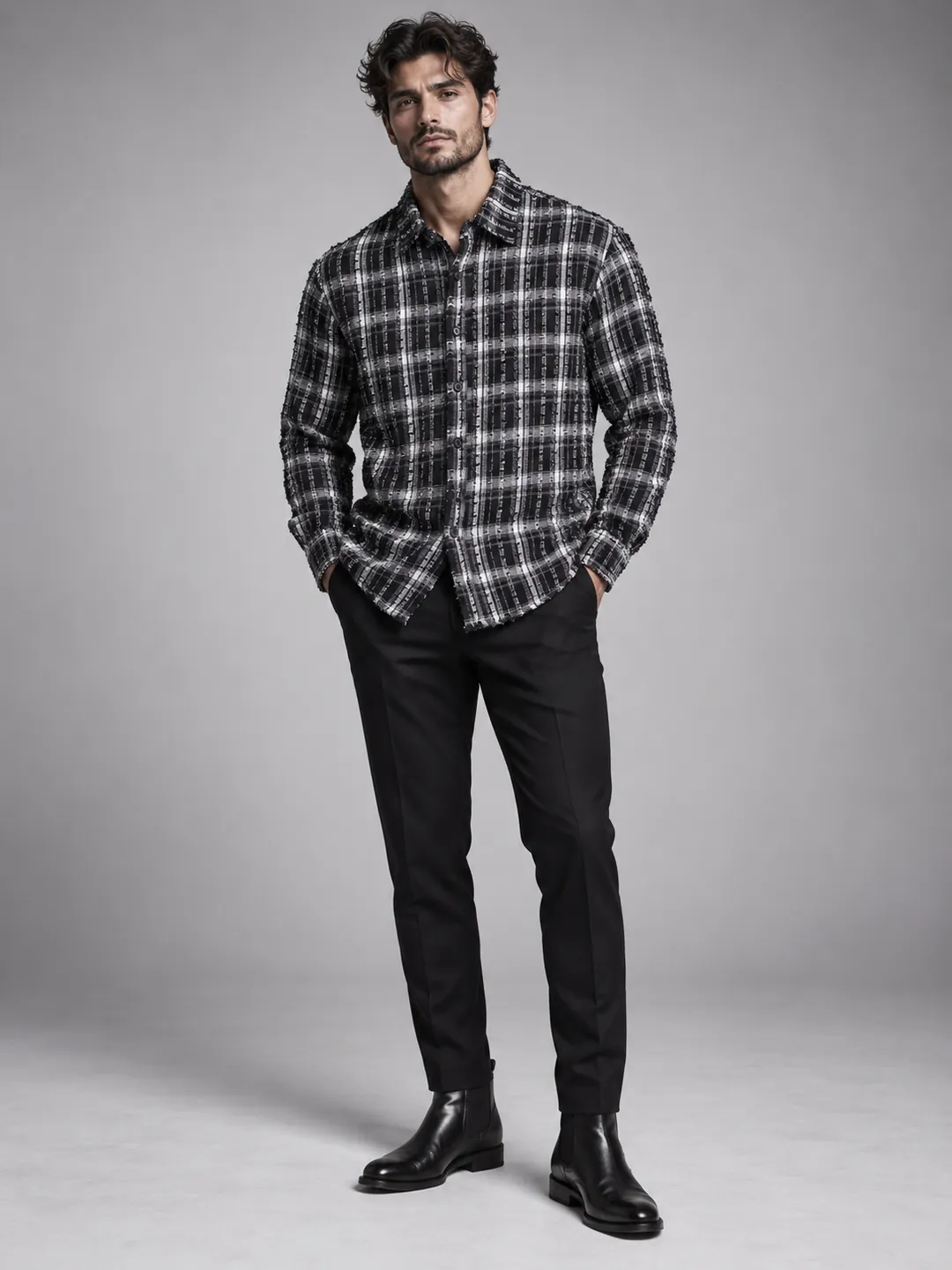 Monochrome Check Shirt — campaign image 1