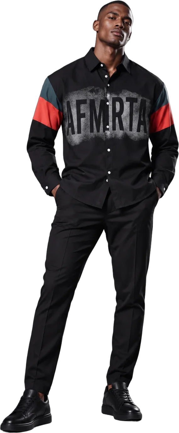 AFMRTA Colour-Block Shirt, styled on model
