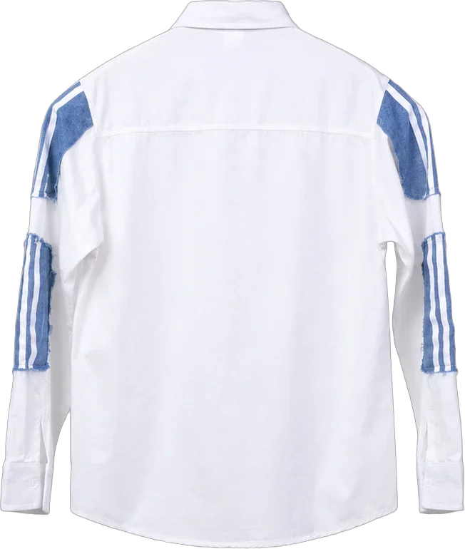 White Denim Panel Shirt