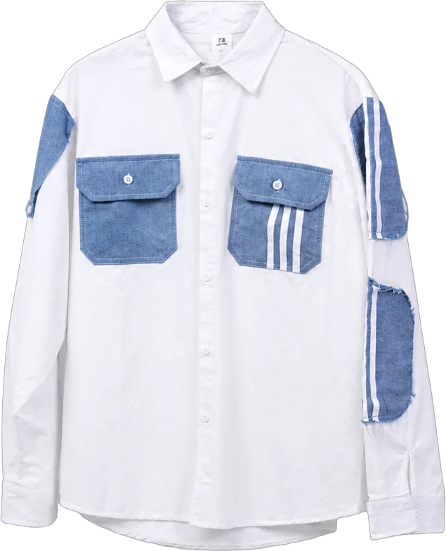 White Denim Panel Shirt — Panel Shirt