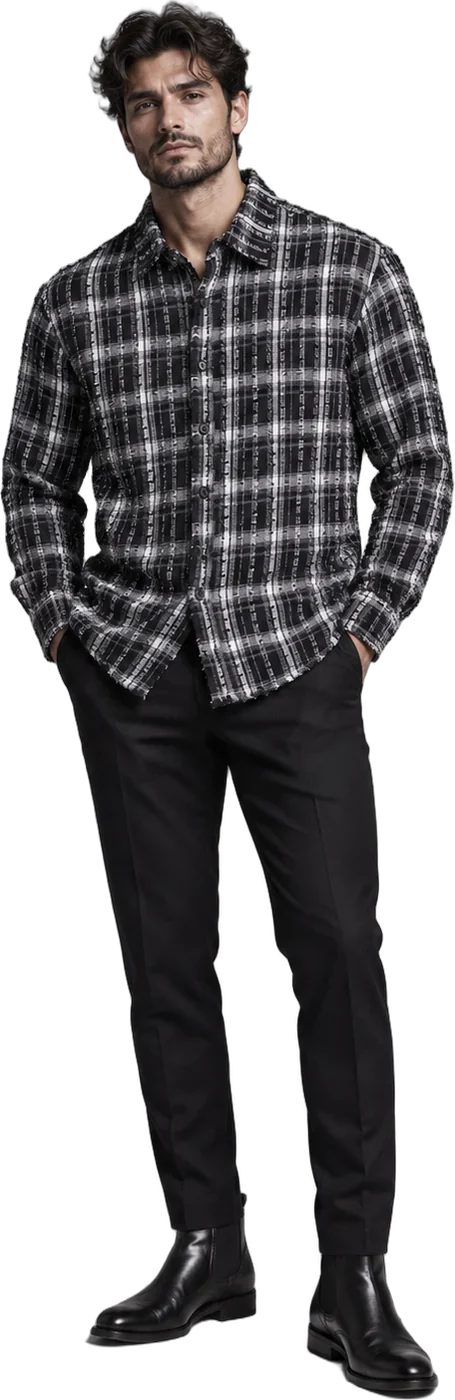 Monochrome Check Shirt, styled on model